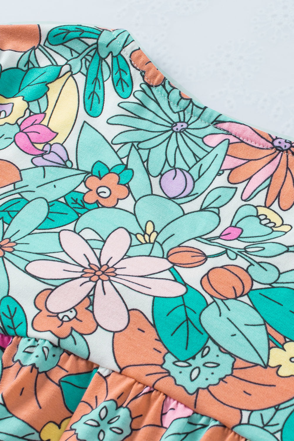 Multicolor Floral Print Short Sleeve Babydoll Blouse