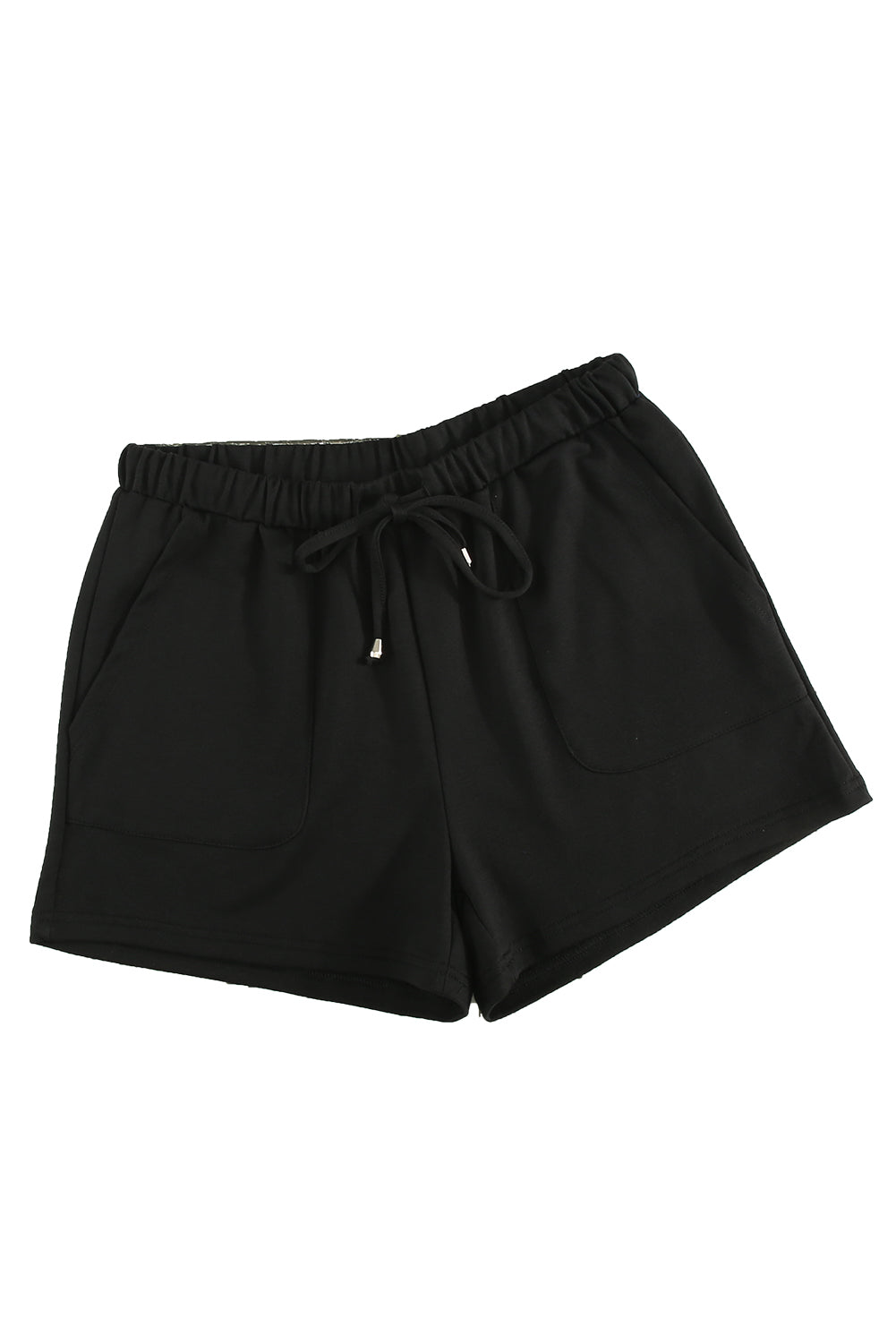 Schwarze Shorts mit Kordelzug und elastischem Bund und Taschen