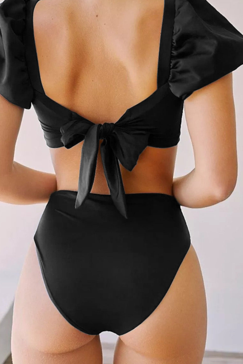Crni seksi kupaći kostimi visokog struka s mjehurićima
