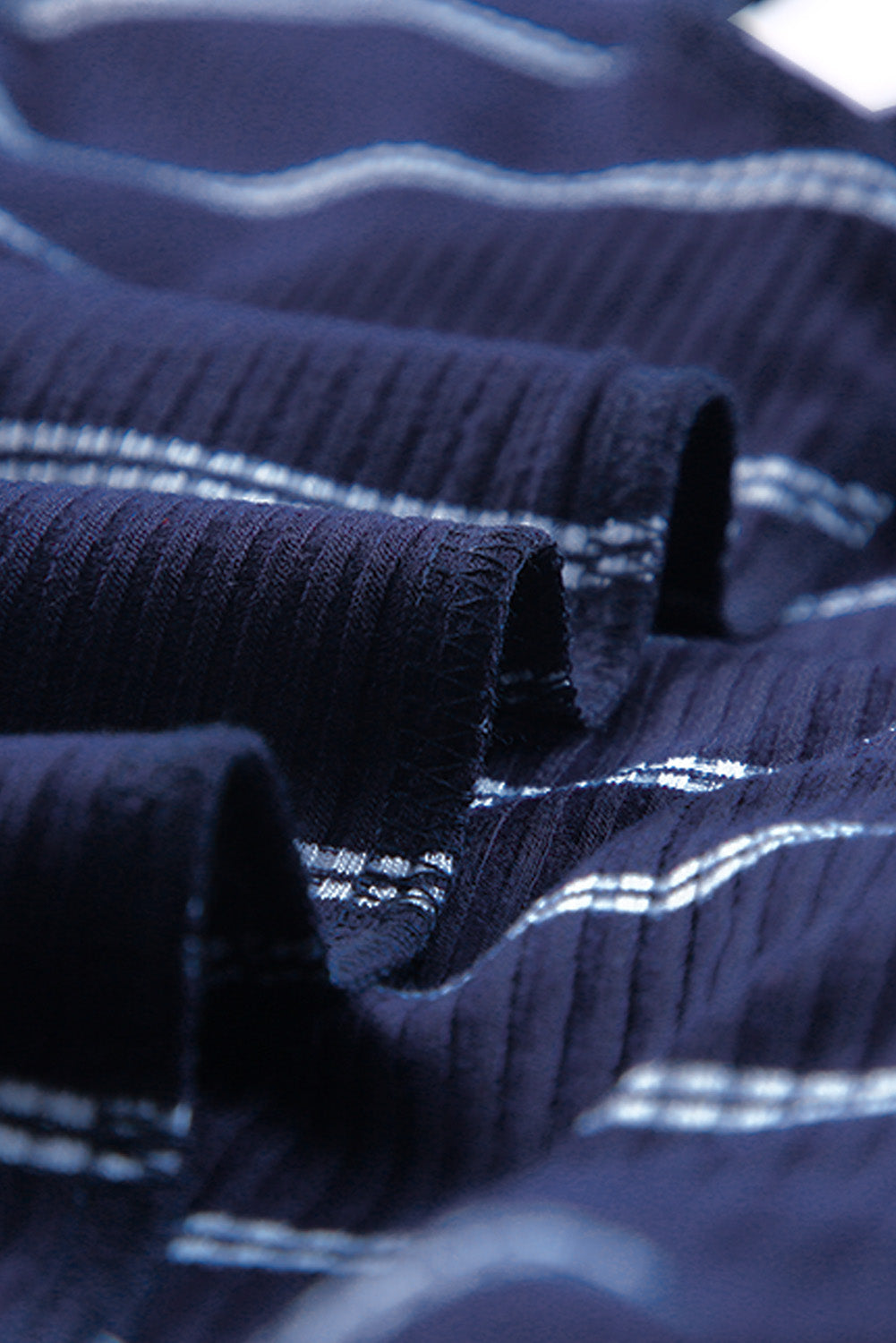 Blue Extend Color Block Cuffs Rib Knit Striped Pullover