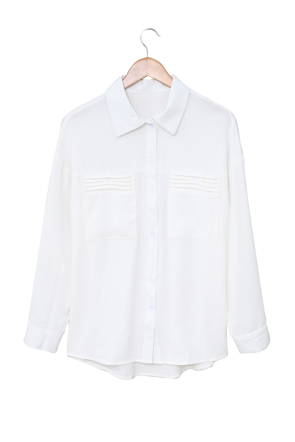 Camicia abbottonata a maniche lunghe con tasca bianca in tinta unita