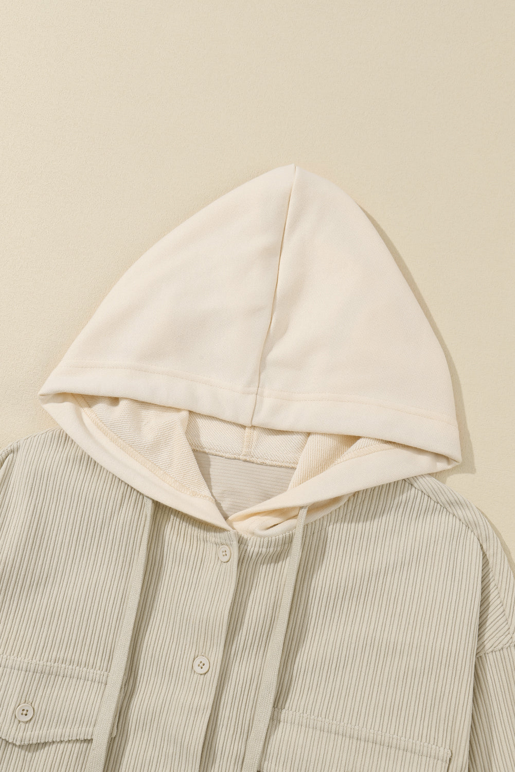 Veste en velours côtelé à capuche avec cordon de serrage Parchment
