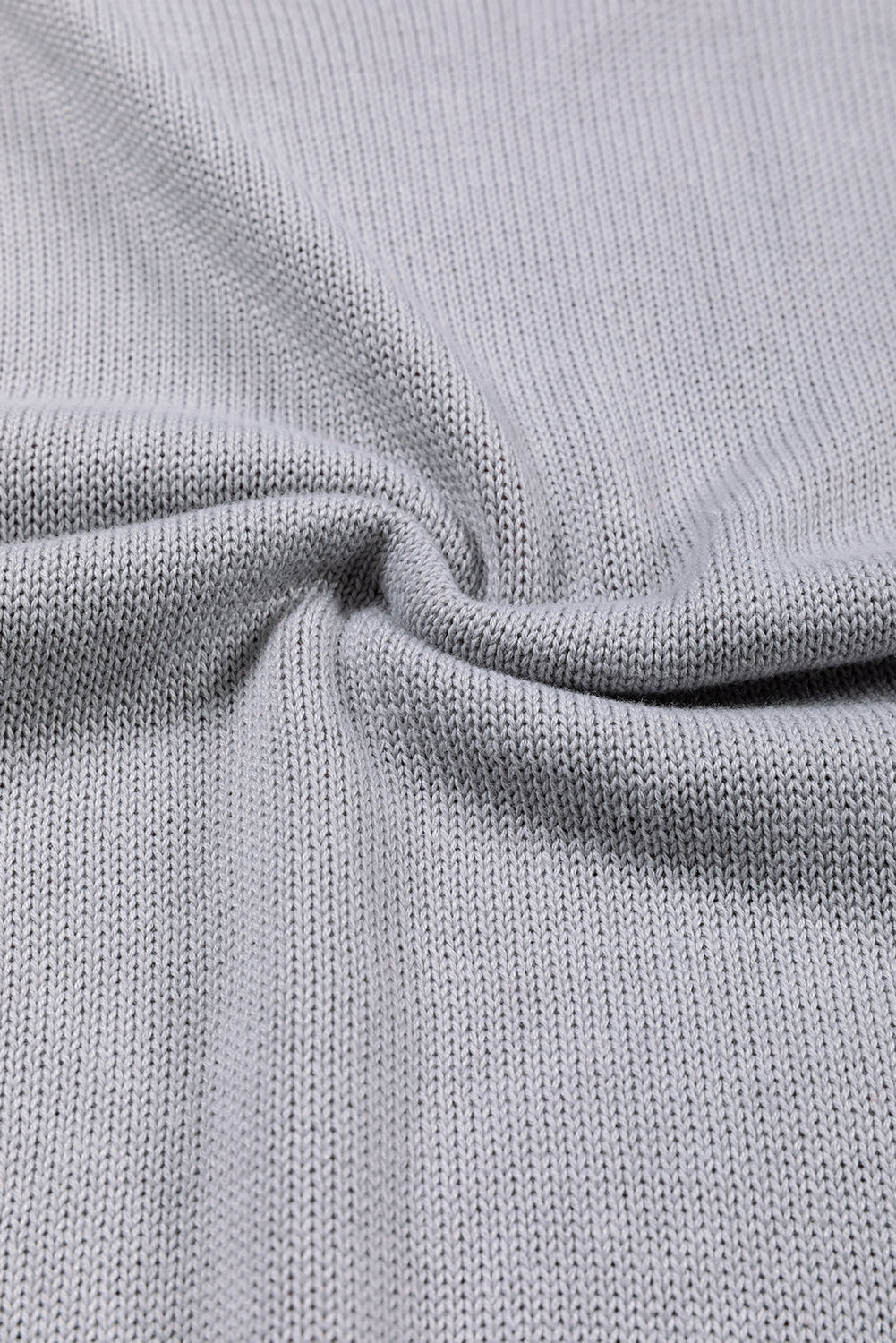 Gray Colorblock Bishop Sleeve Ribbed Trim Sweater