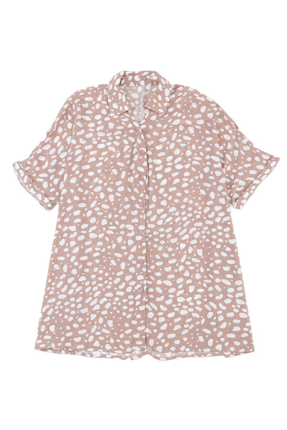 Camicia twist a maniche corte stampata leopardo rosa
