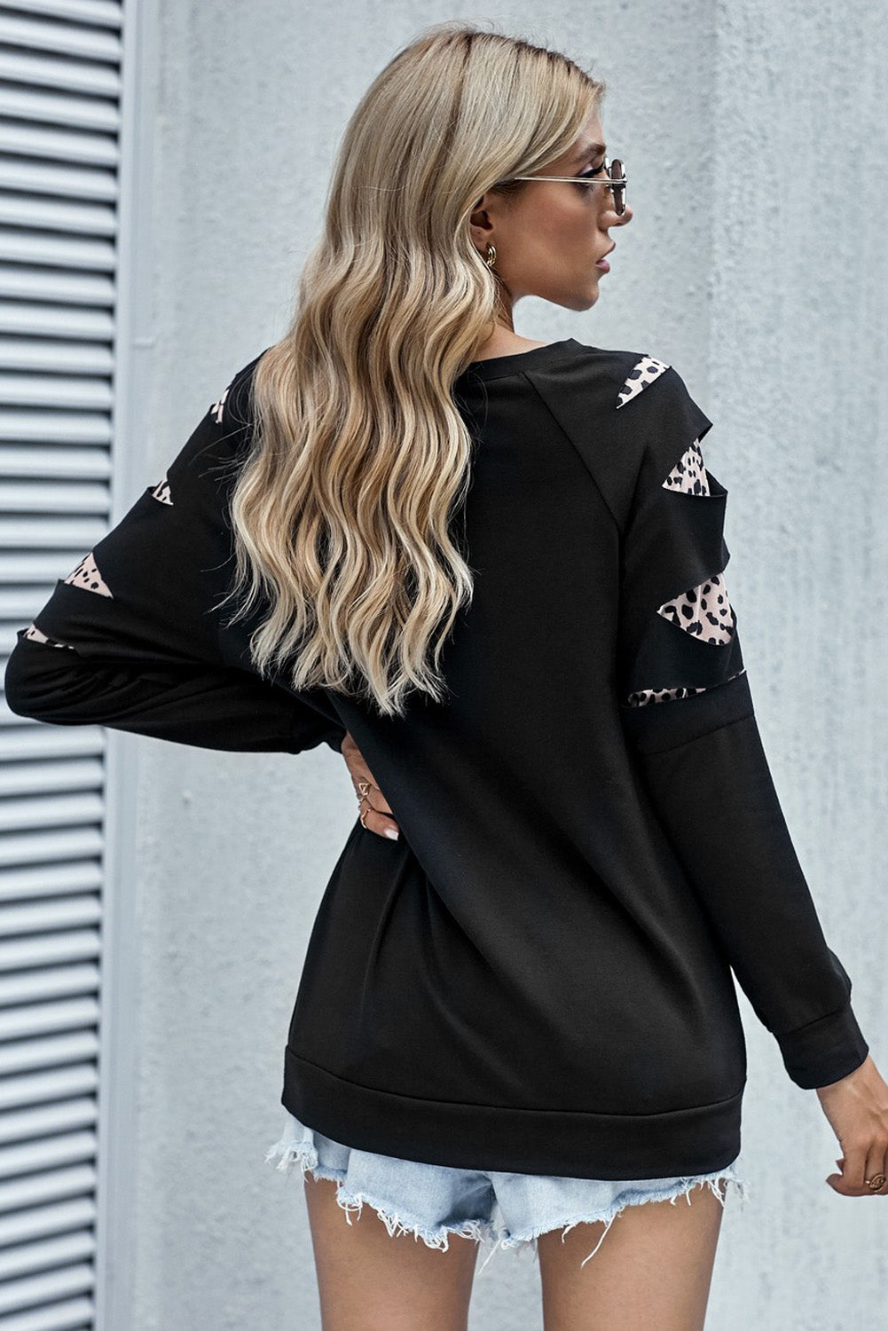 Letter Print Cut-out Long Sleeve Pullover Sweatshirt