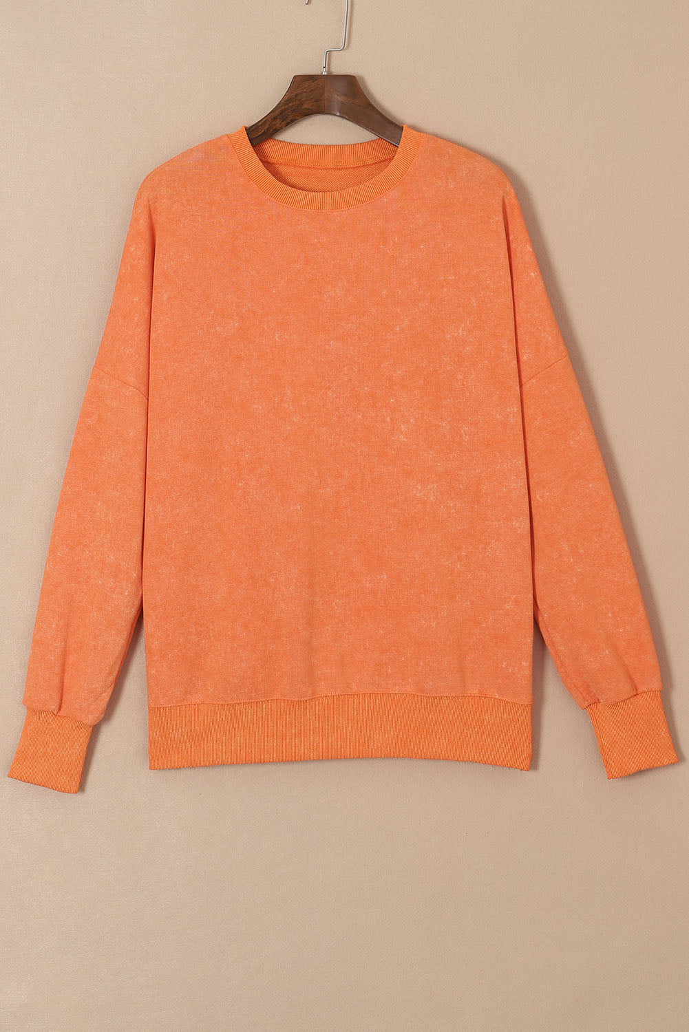 Sweat-shirt surdimensionné orange pamplemousse à épaules tombantes et bordure côtelée
