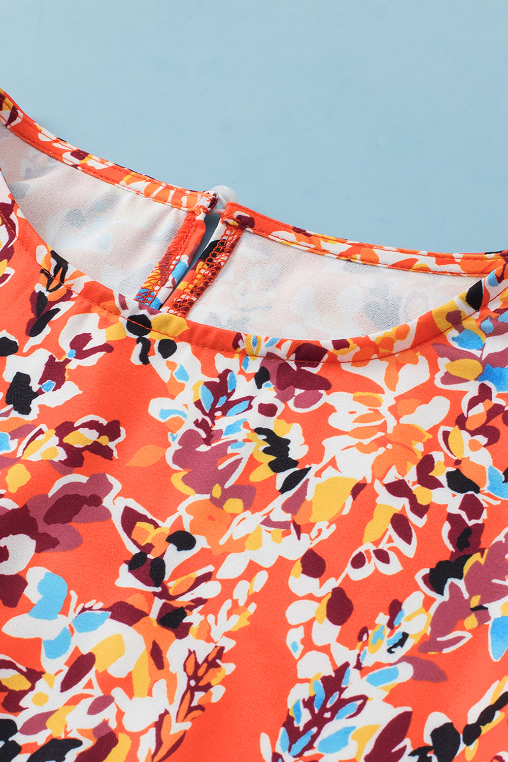 Narančasta Babydoll bluza s vijugavim rukavima s cvjetnim uzorkom
