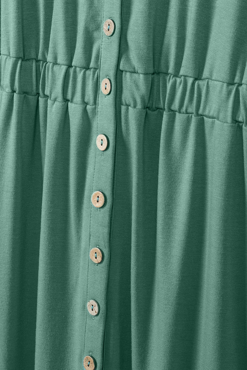 Mini abito senza maniche a vita alta con bottoni verdi