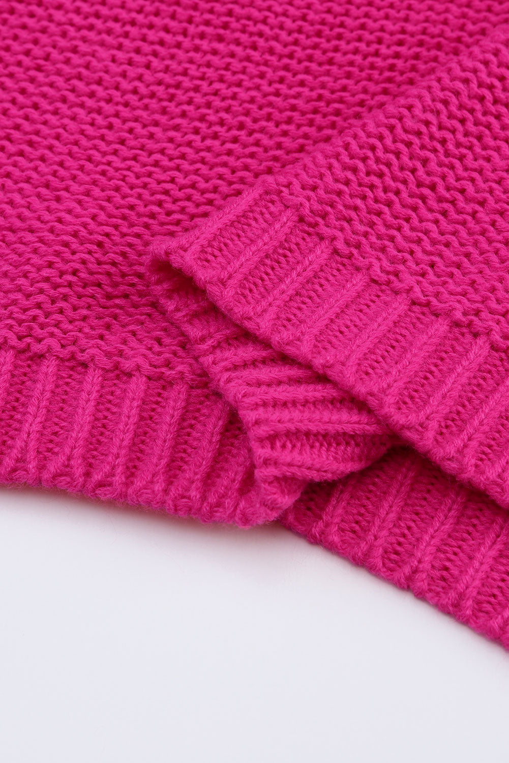 Pull en tricot à manches bulles ajourées rose