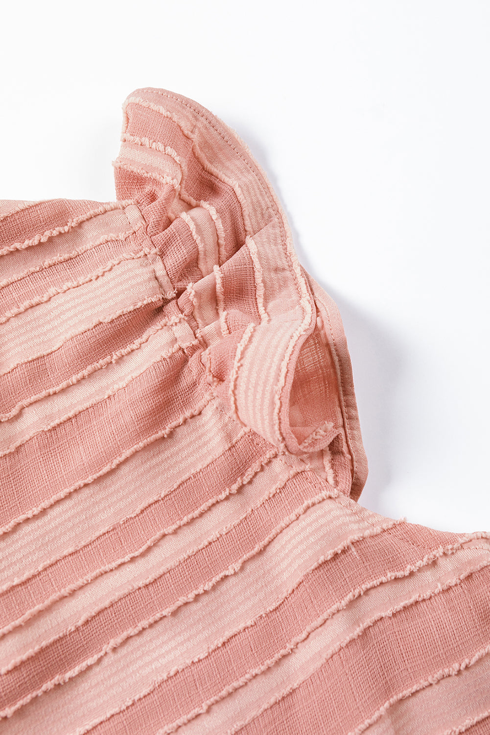 Bluza z rokavi z naborki in teksturo Coral Paradise Stripes