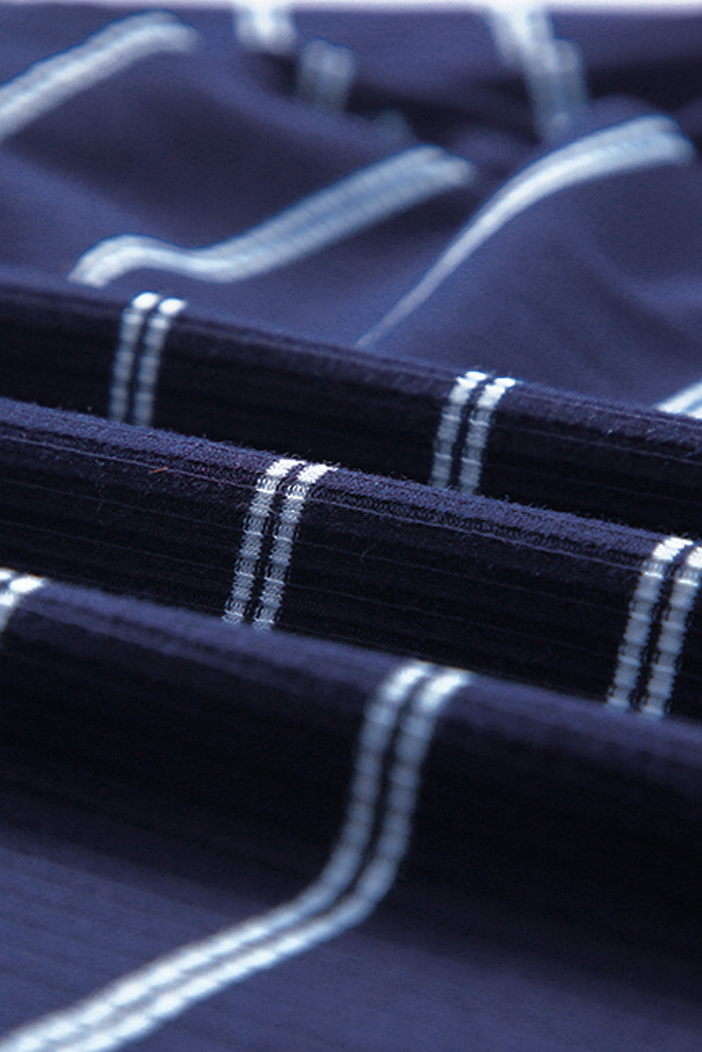 Blue Extend Color Block Cuffs Rib Knit Striped Pullover