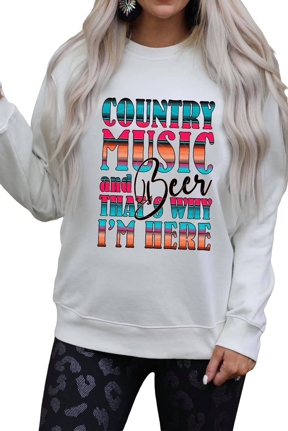 Letter Print Crew Neck Pullover Sweatshirt