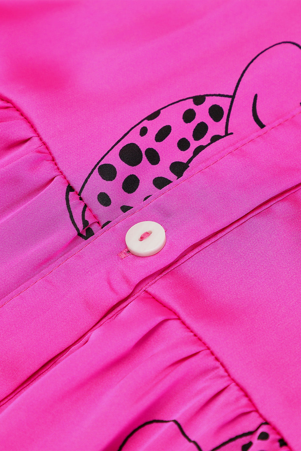 Mini abito camicia con maniche a campana con stampa ghepardo rosa rosso