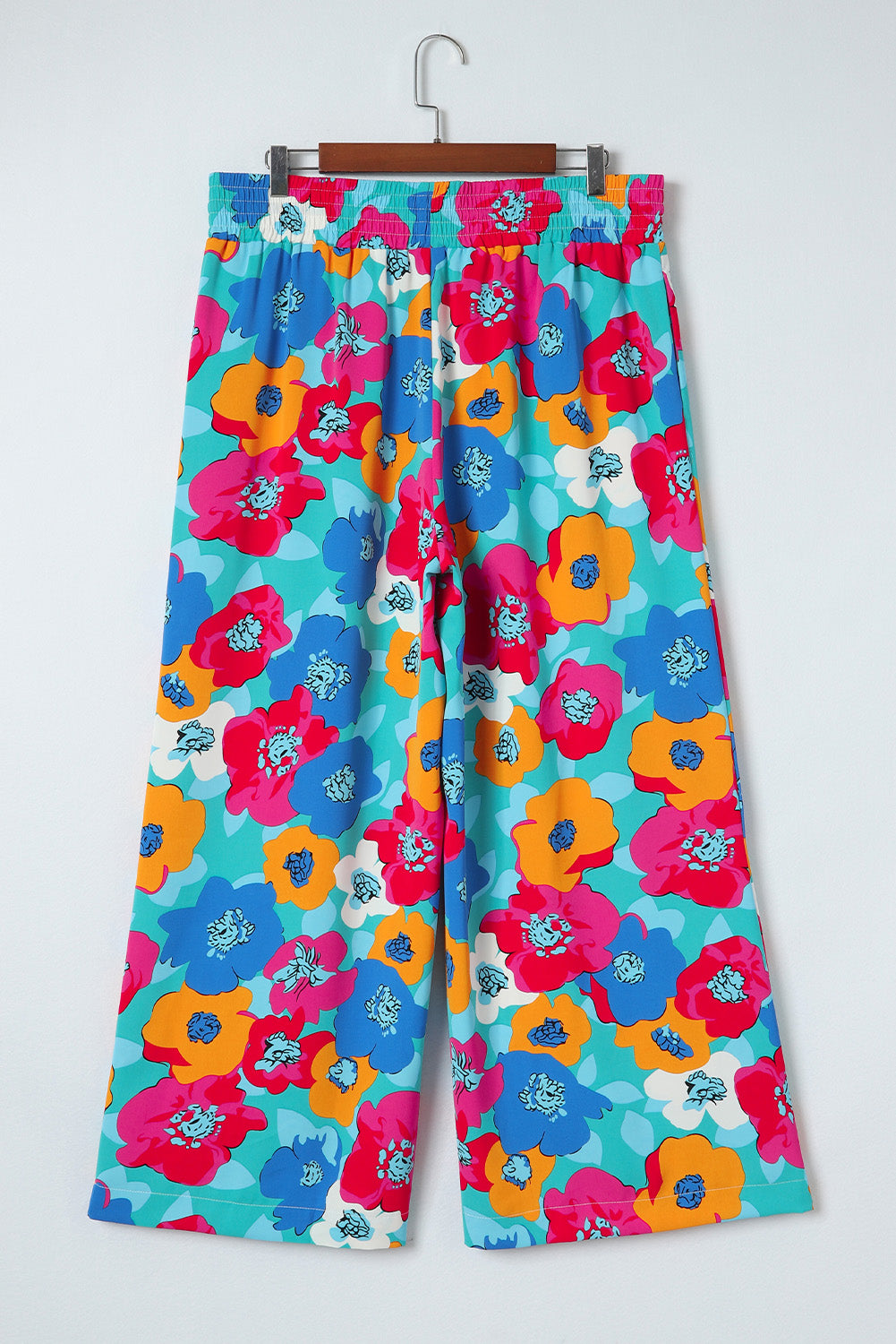 Pantaloni larghi con stampa floreale astratta multicolor taglie forti