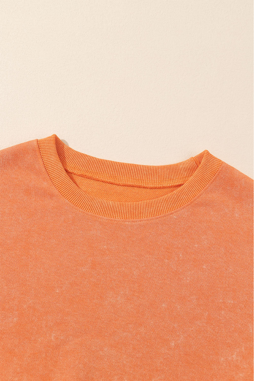 Grapefruit Orange Drop Shoulder Ribbed Trim Oversized Sweatshirt