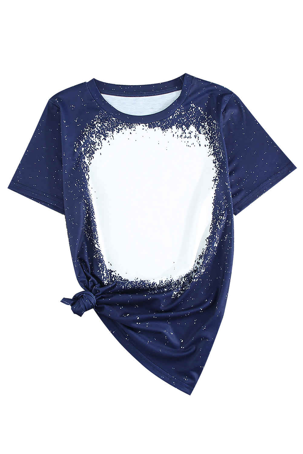 Marineblaues, kurzärmliges T-Shirt mit Rundhalsausschnitt und Batikmuster