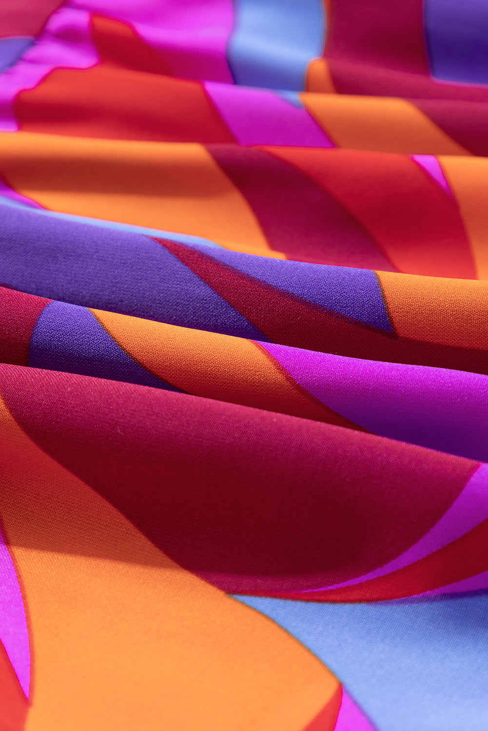 Robe longue orange à volants et à volants, taille haute, imprimé abstrait