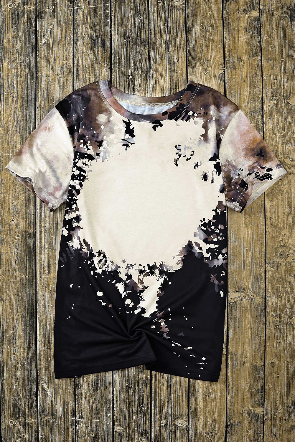 T-shirt graphique à col rond imprimé teint blanchi