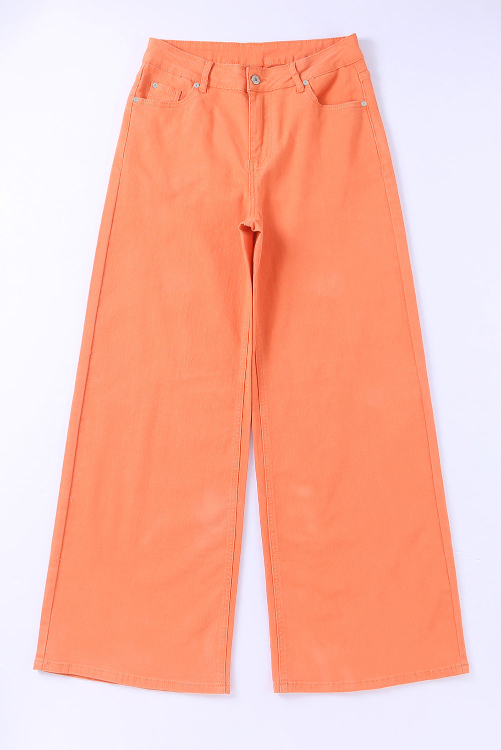 Jeans a gamba larga a vita alta con lavaggio acido arancione