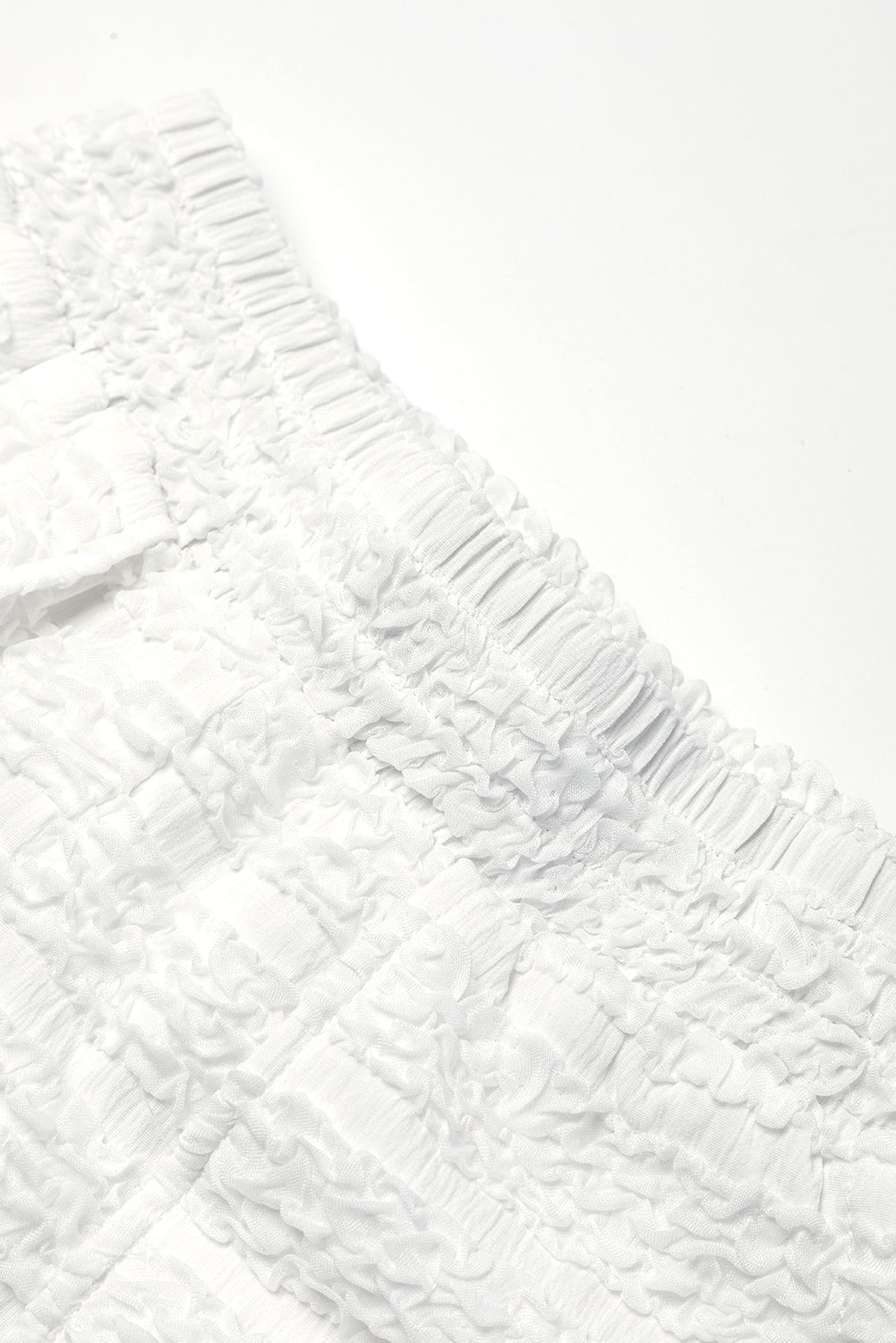 White Textured Stripes Short Sleeve Shirts and Shorts Set