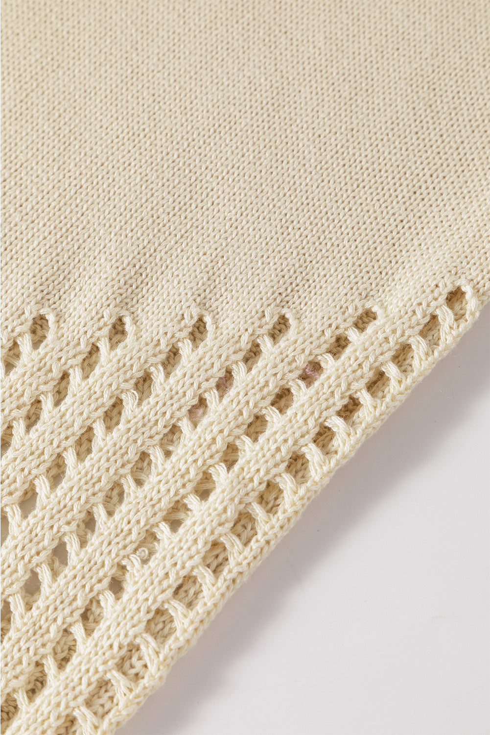 Gilet pull en tricot de couleur unie beige avec détail pointelle