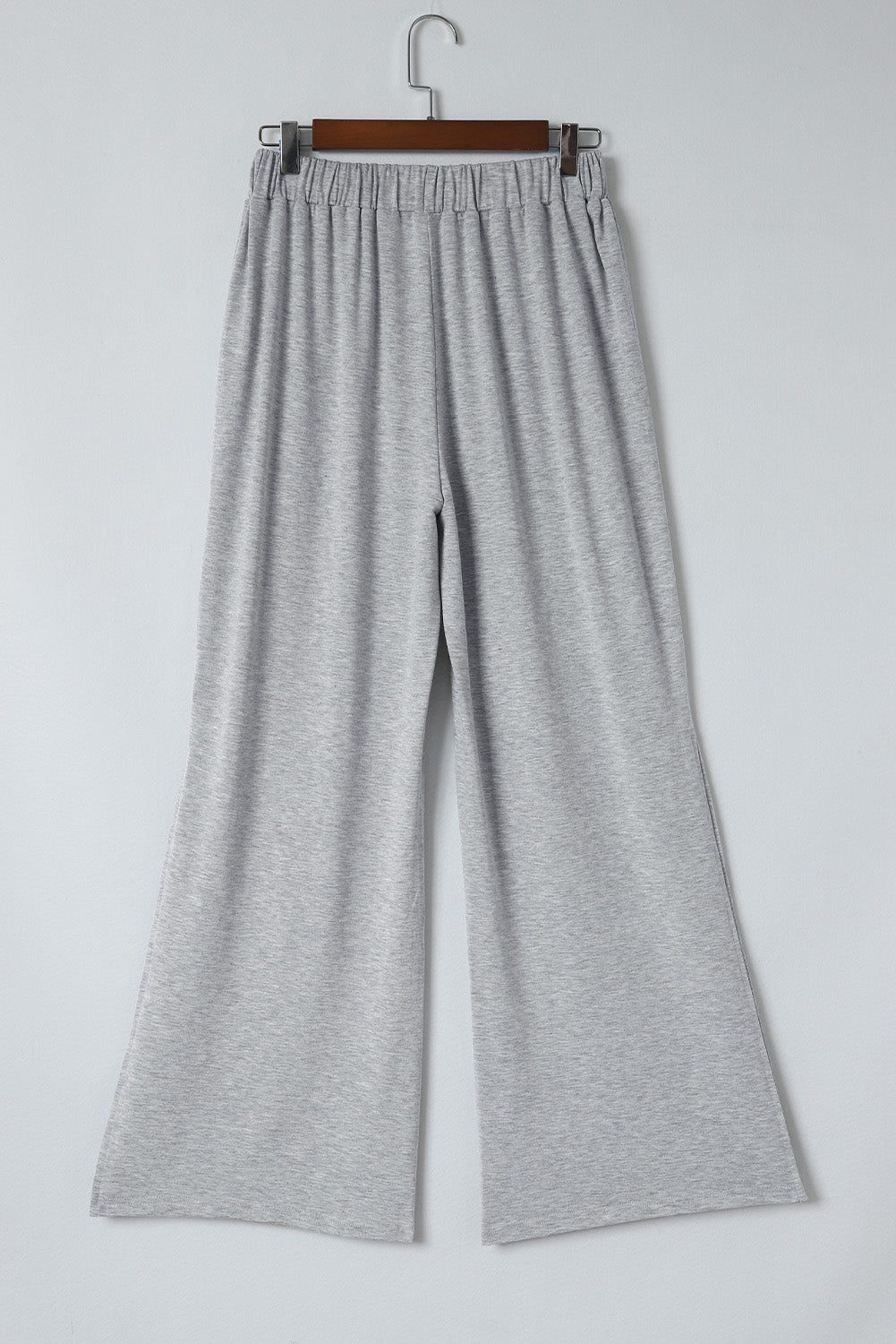 Pantaloni a vita alta con gamba larga con spacchi laterali grigi