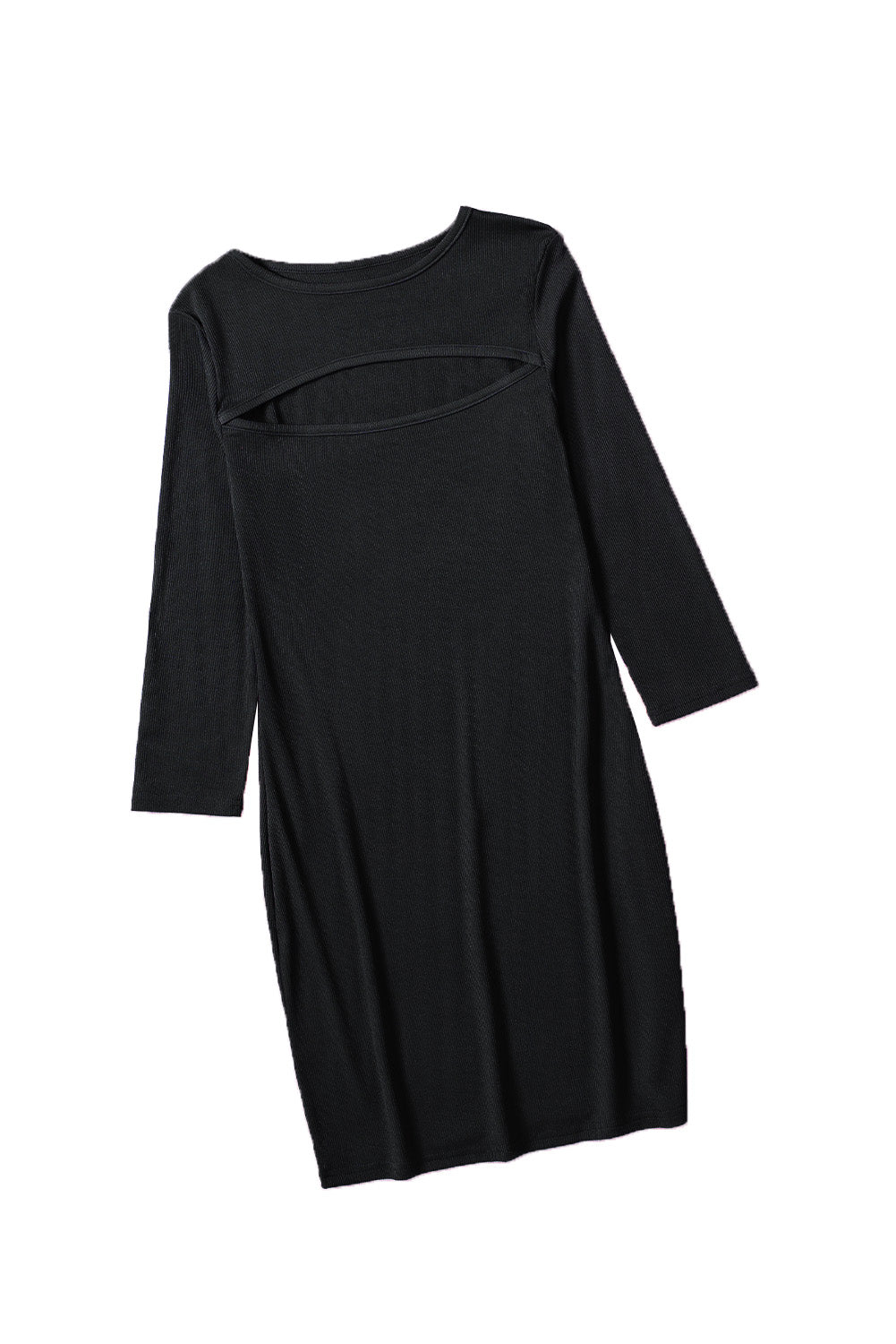 Mini-robe moulante noire à manches longues et découpes