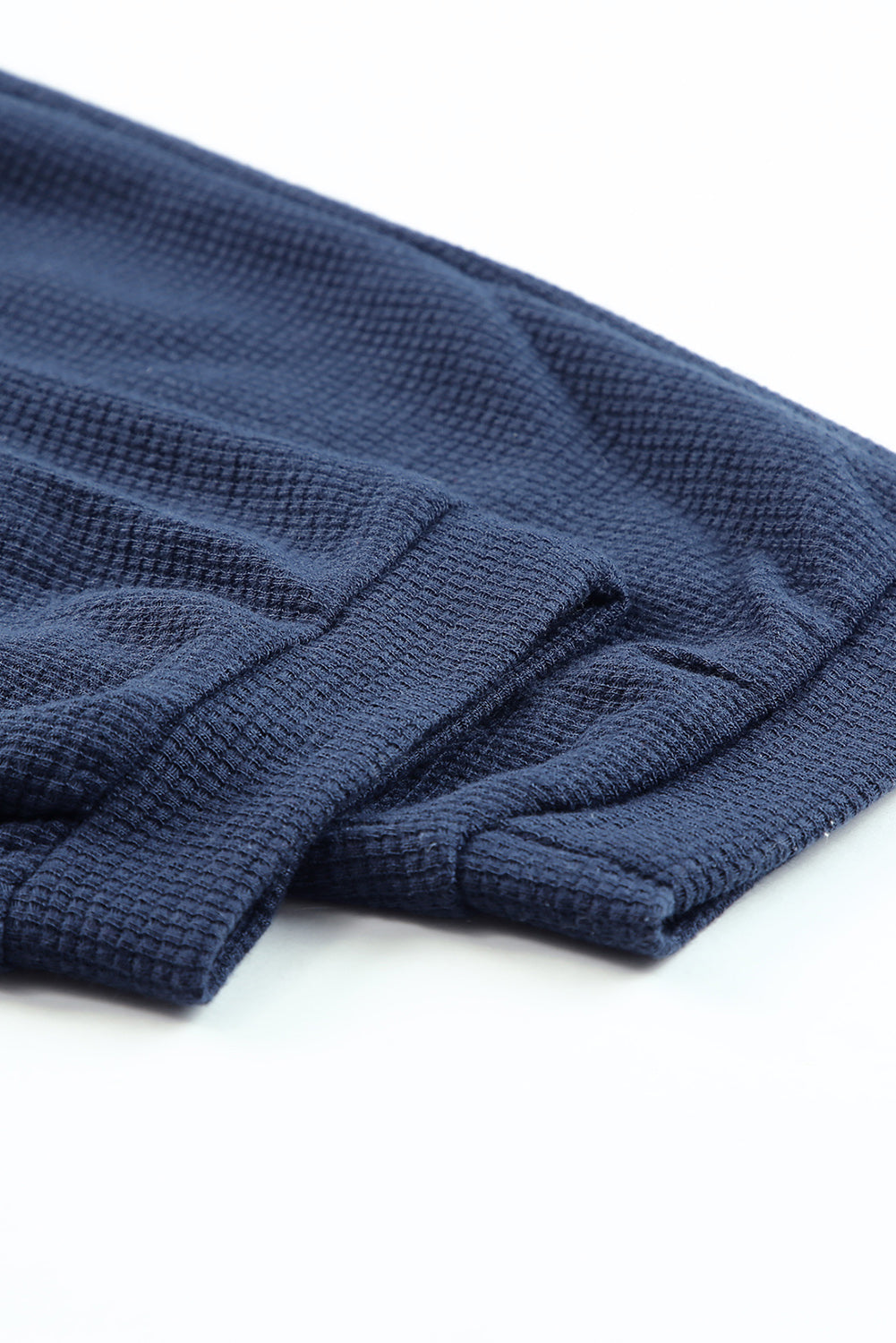 Combinaison décontractée texturée sans manches à col en V et poches bleue