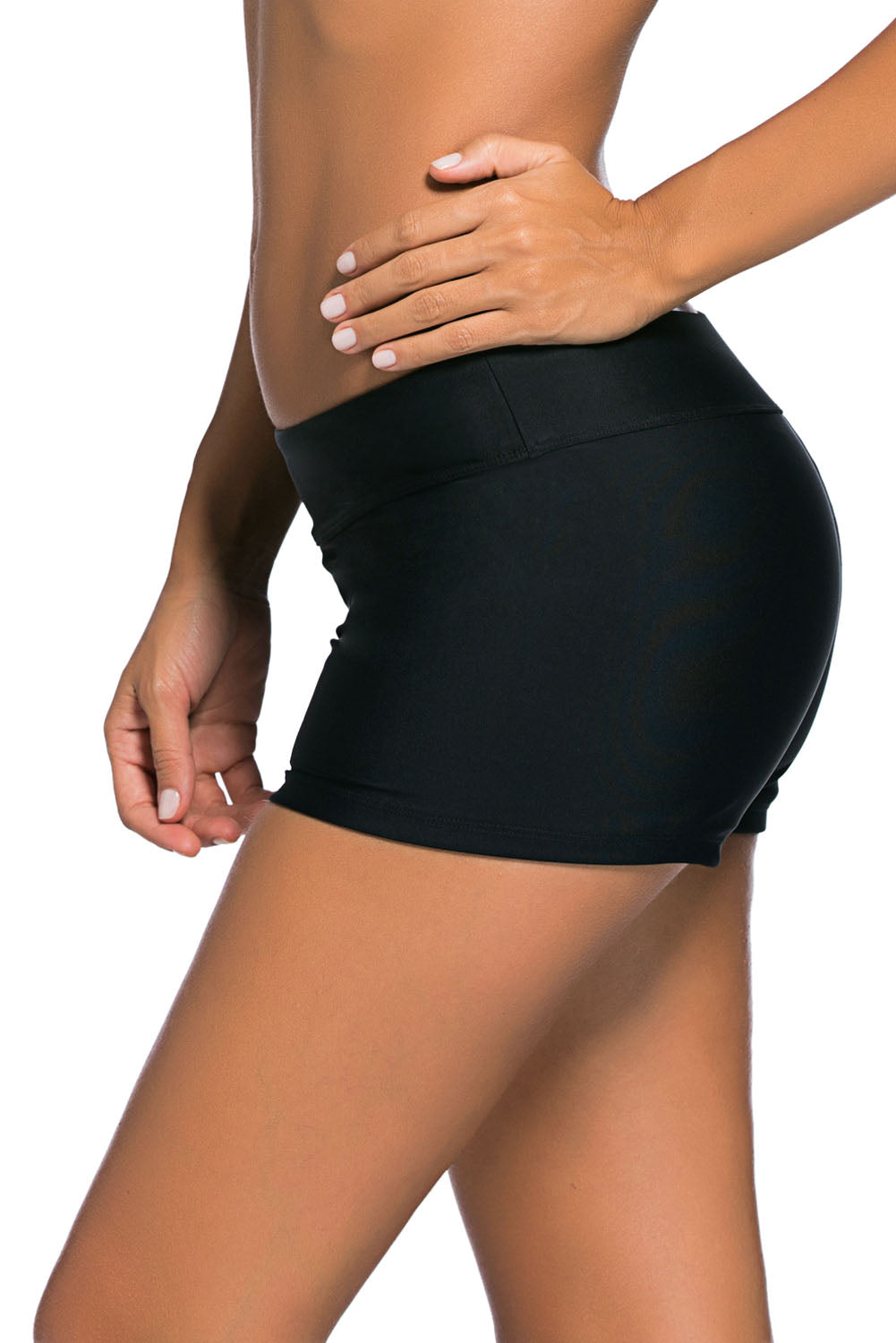 Donji dio crnih kratkih hlača za kupaći kostim sa širokim pojasom