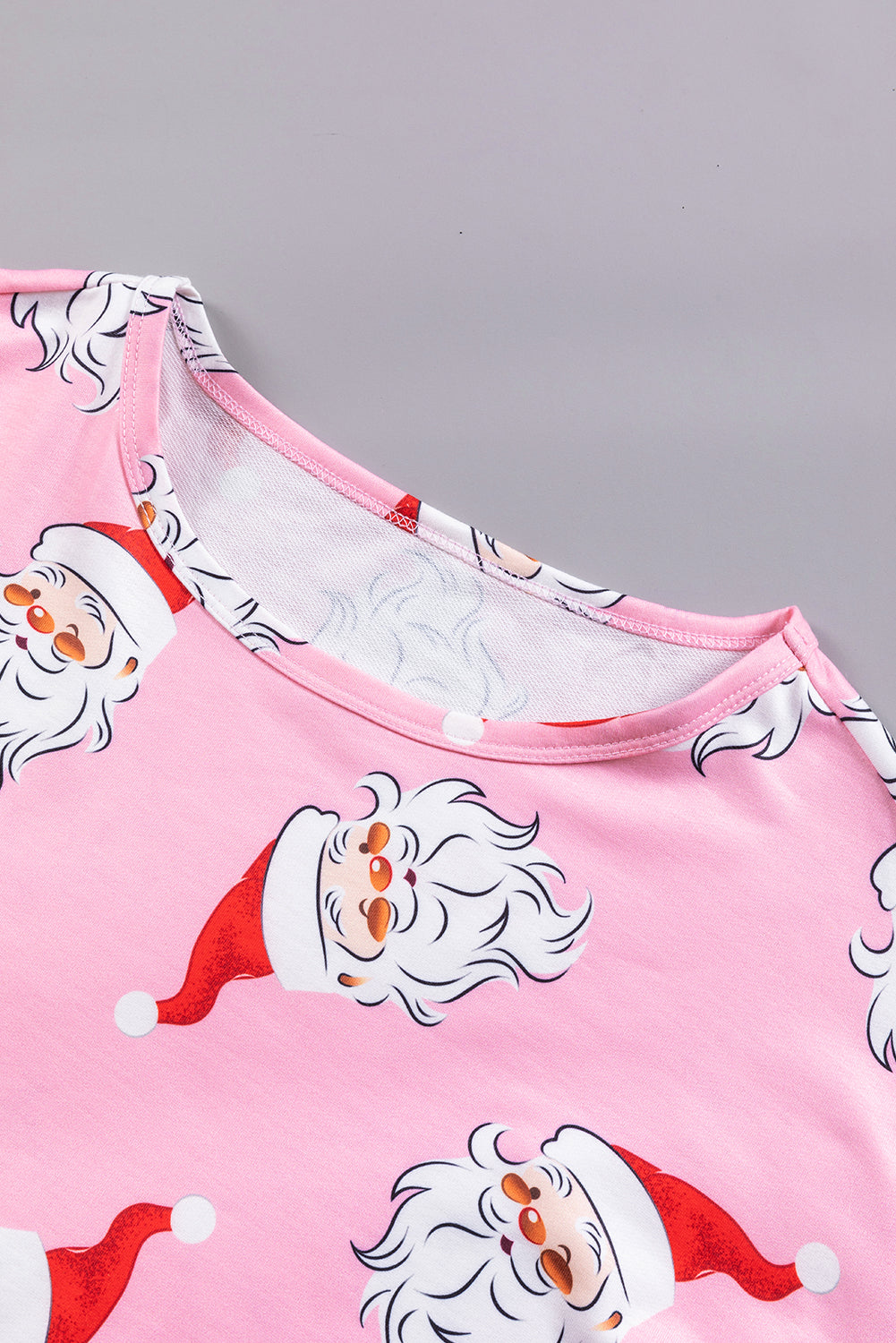 Roza potiskana božična bluza z rokavi z lučko Božička