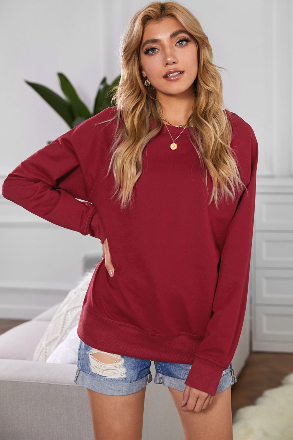 Blank Apparel - French Terry Cotton Blend Pullover Sweatshirt
