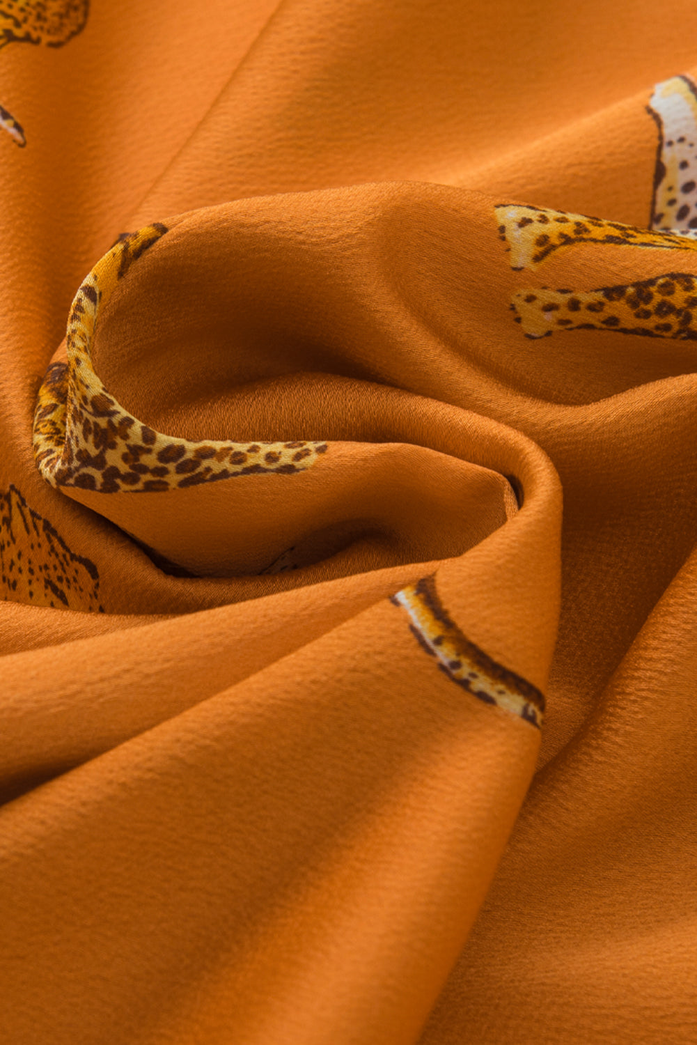 Camicetta con maniche a volant stampata ghepardo arancione