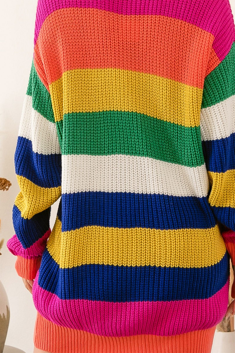 Cardigan lungo con stampa a righe multicolor