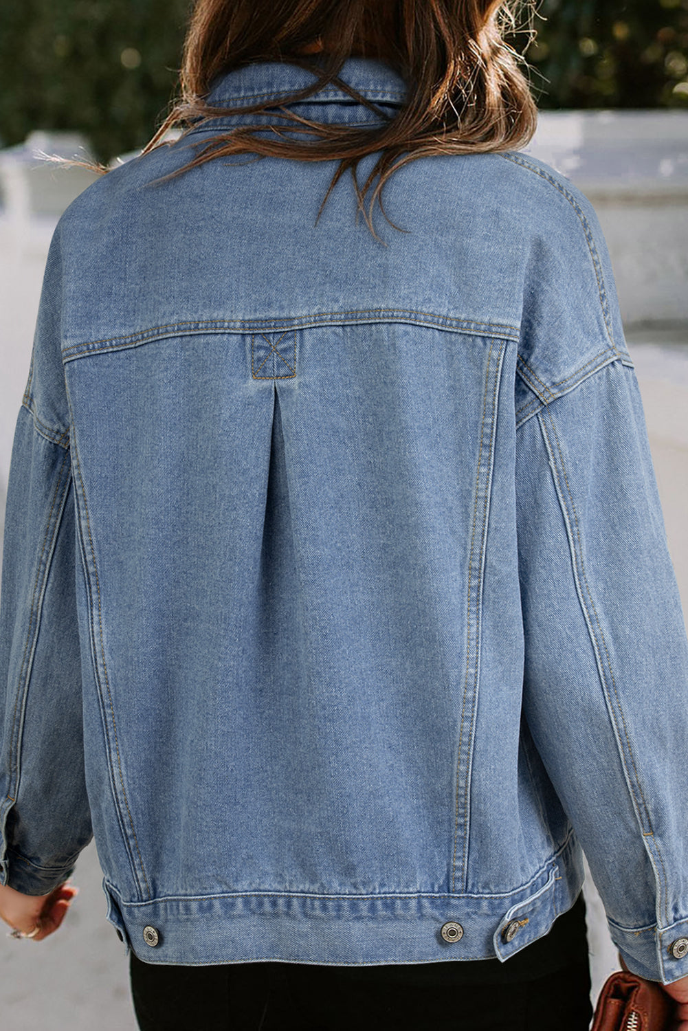 Wild Wind Washed Oversize-Jeansjacke mit Taschen