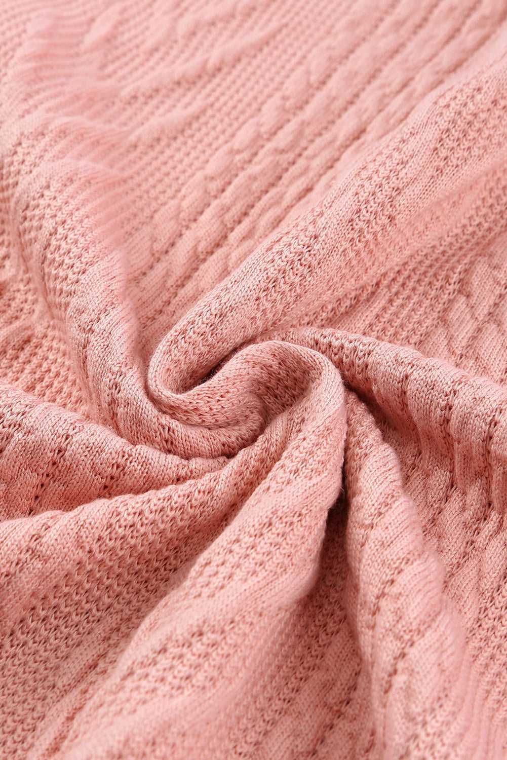 Haut en tricot texturé à manches épissées et paillettes léopard rose