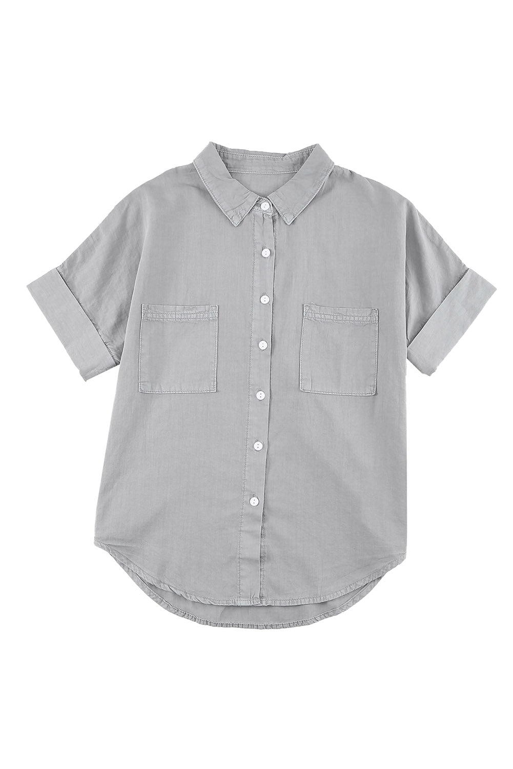 Turn-down Collar Short Sleeve Denim Shirt