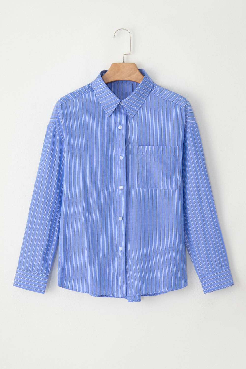 Camicia casual oversize con bottoni a righe blu