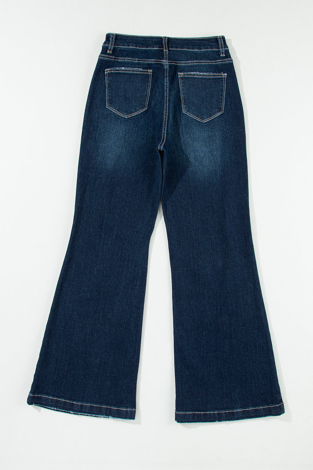 Echte blaugrüne, zerrissene Bell-Bottom-Jeans mit hohem Bund