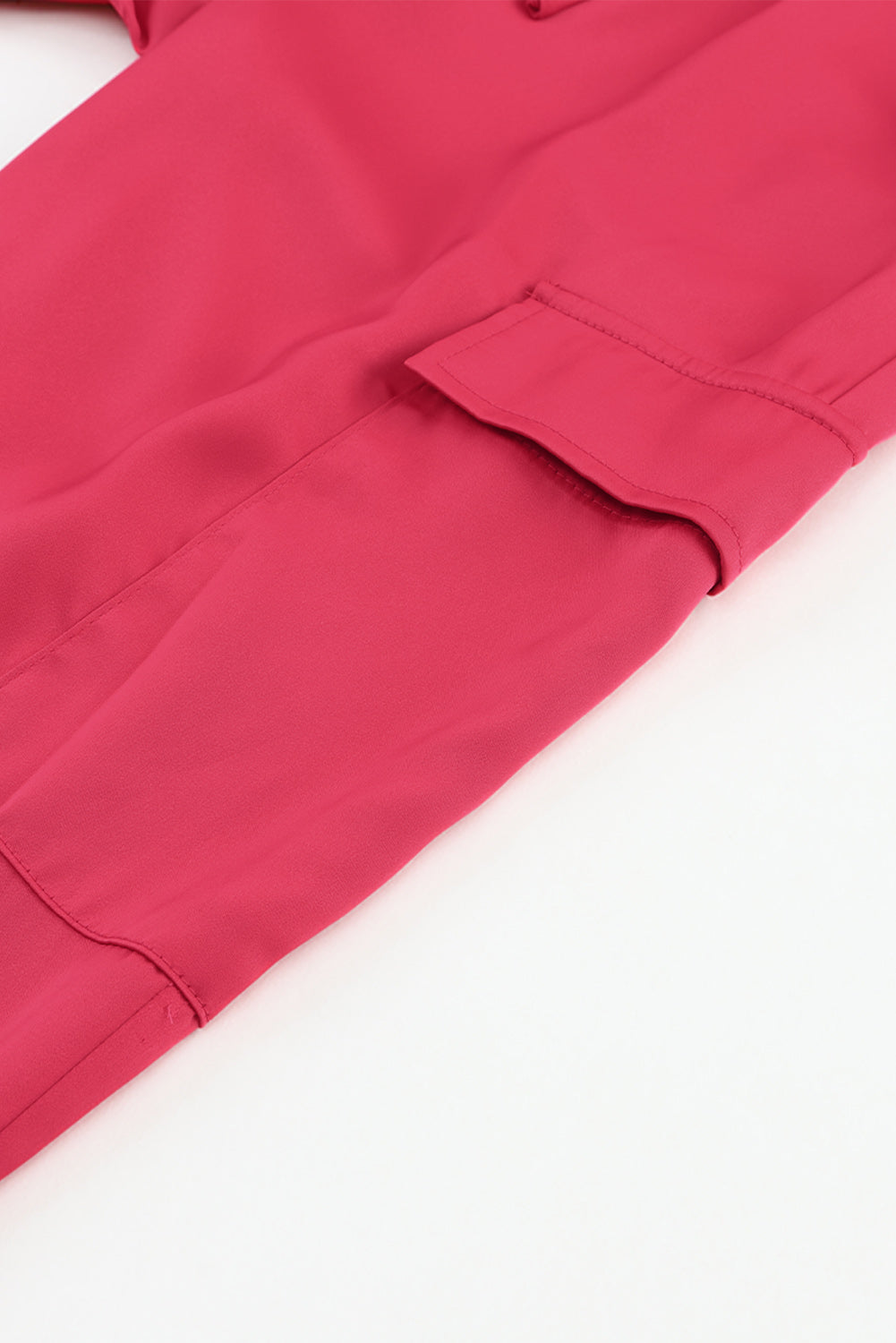 Rosa Satin-Hose mit Taschen und Kordelzug und elastischem Bund