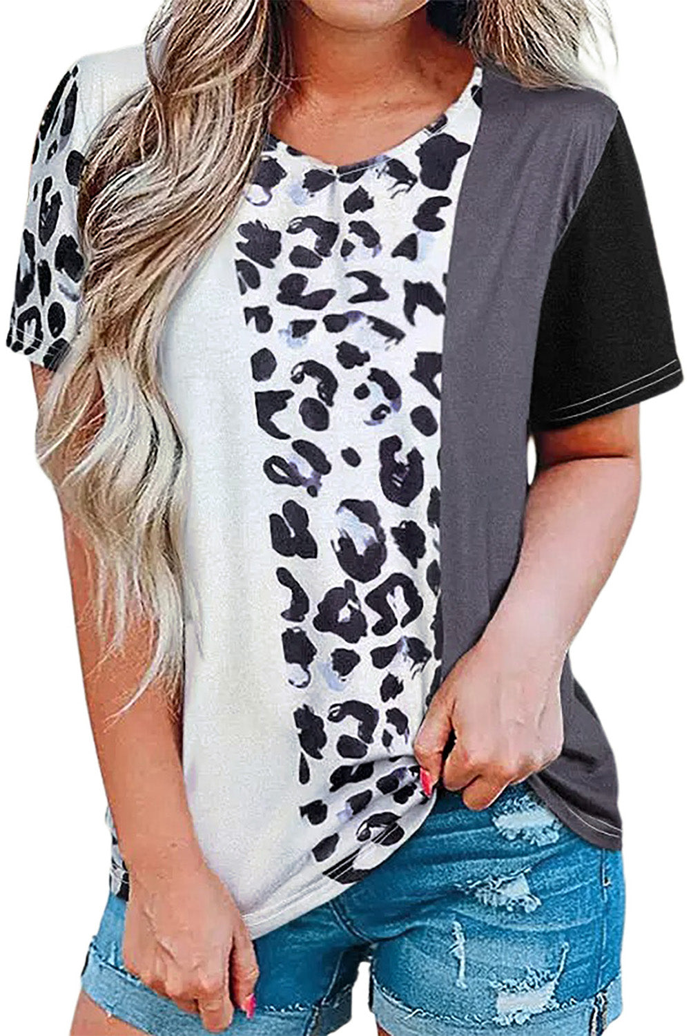 Majica s kratkimi rokavi v barvah Leopard