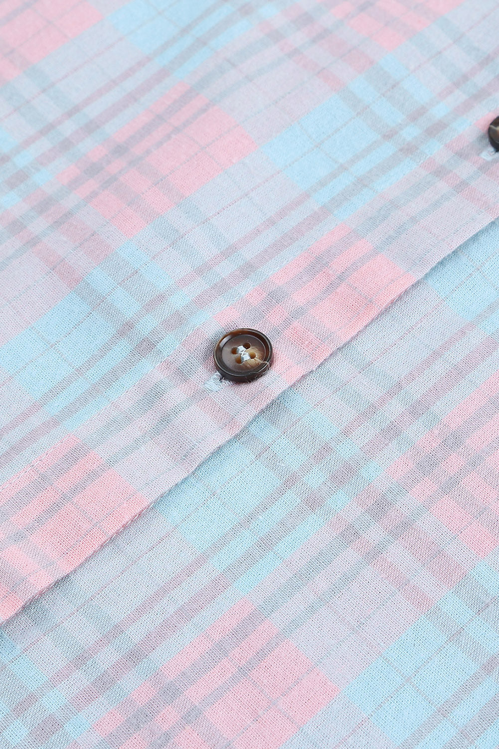 Camicia a maniche lunghe con motivo scozzese con scollo a colletto rosa