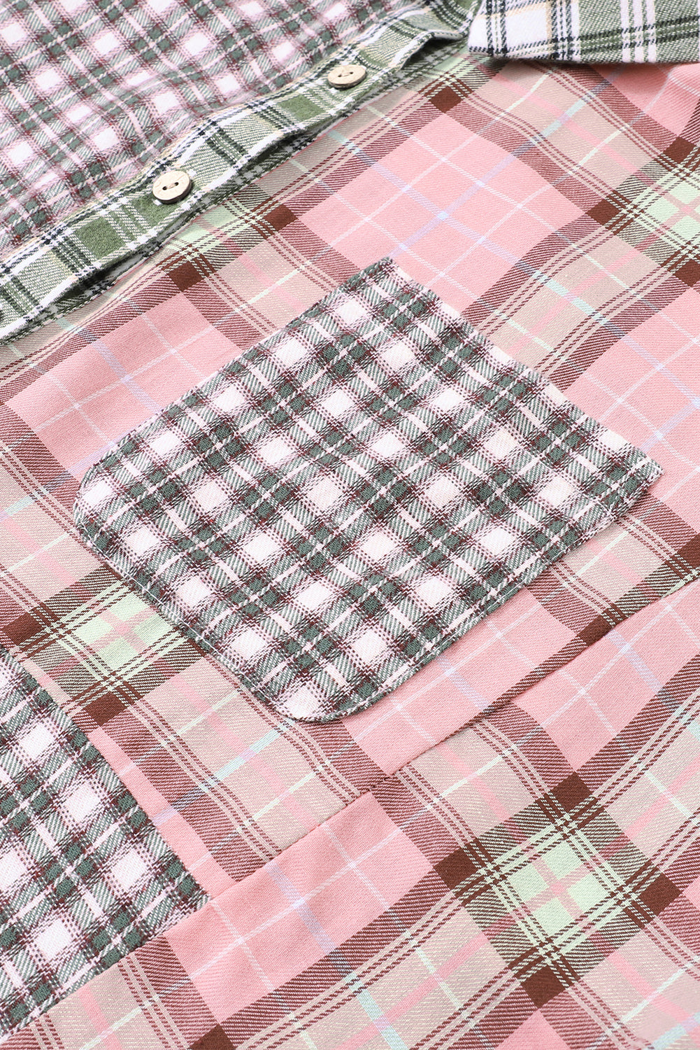 Večbarvna karirasta patchwork visoka nizka prevelika srajca