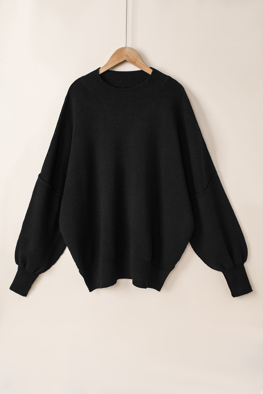 Gray Oversized Drop Shoulder Bubble Sleeve Pullover Sweater
