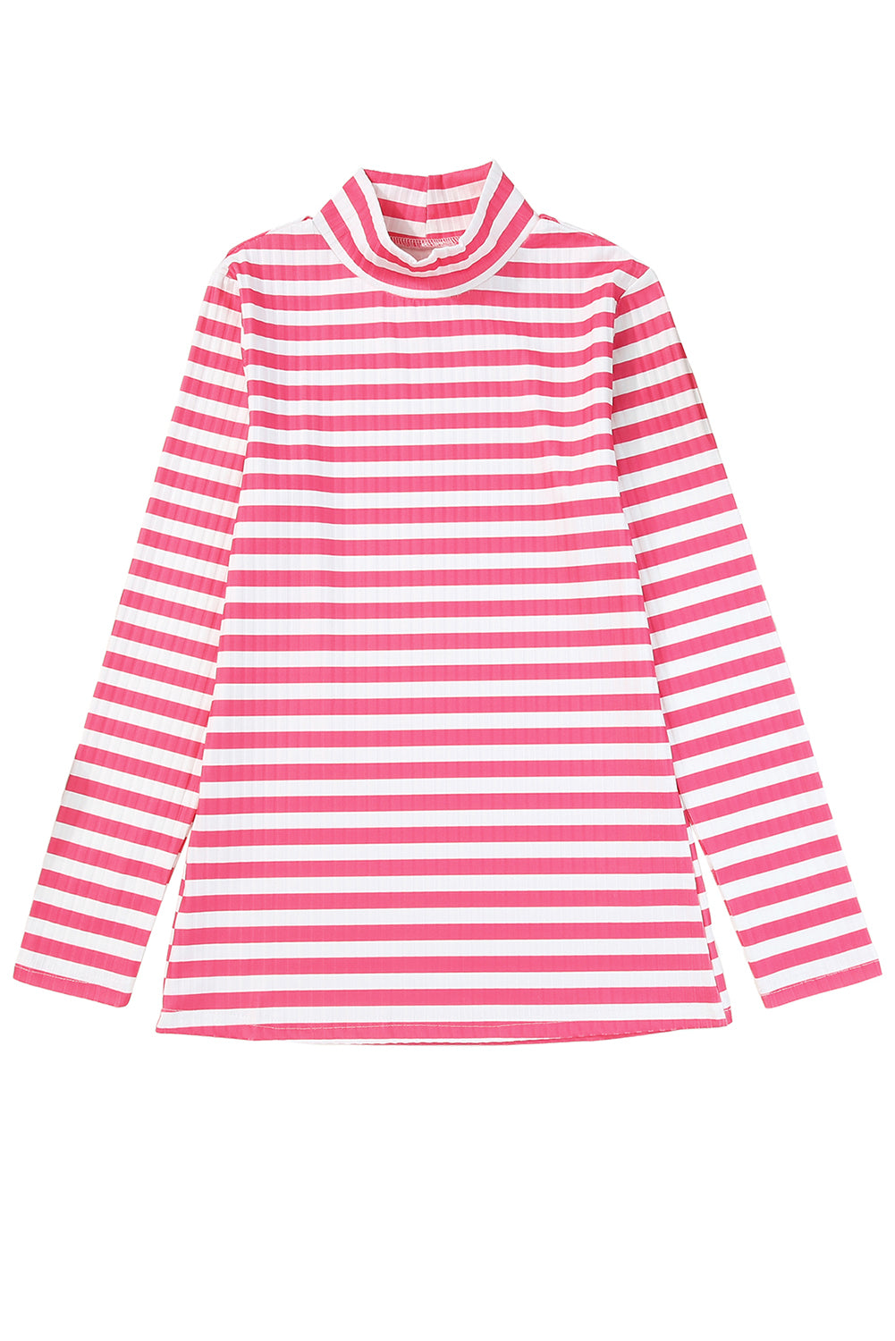 T-shirt à manches longues en tricot texturé à rayures rose fraise