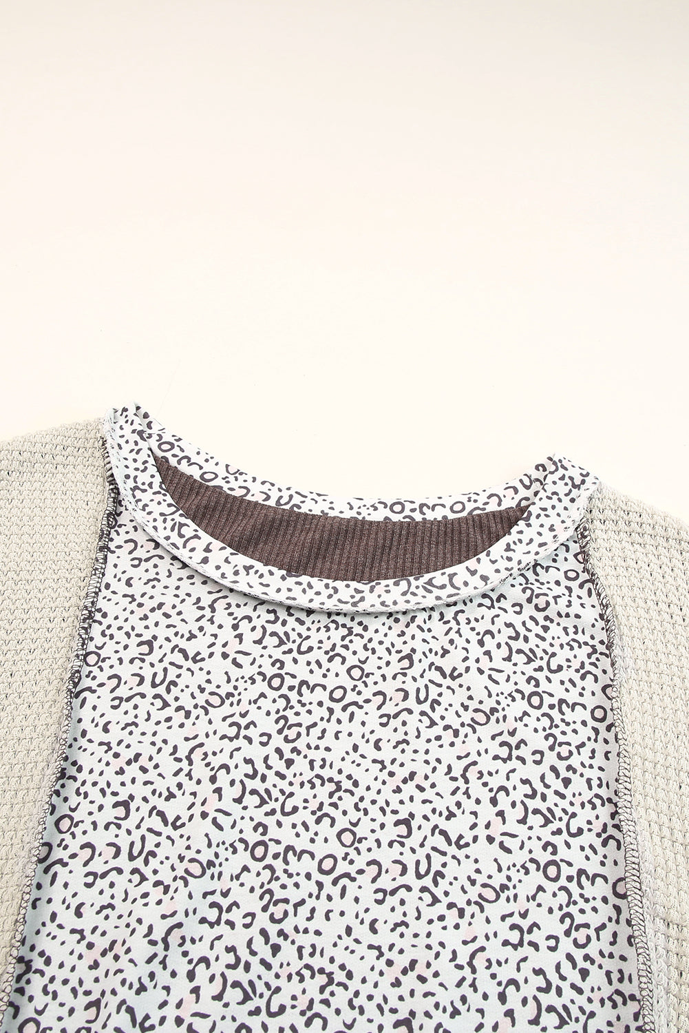 Leopard Colorblock teksturirana pletena patchwork majica