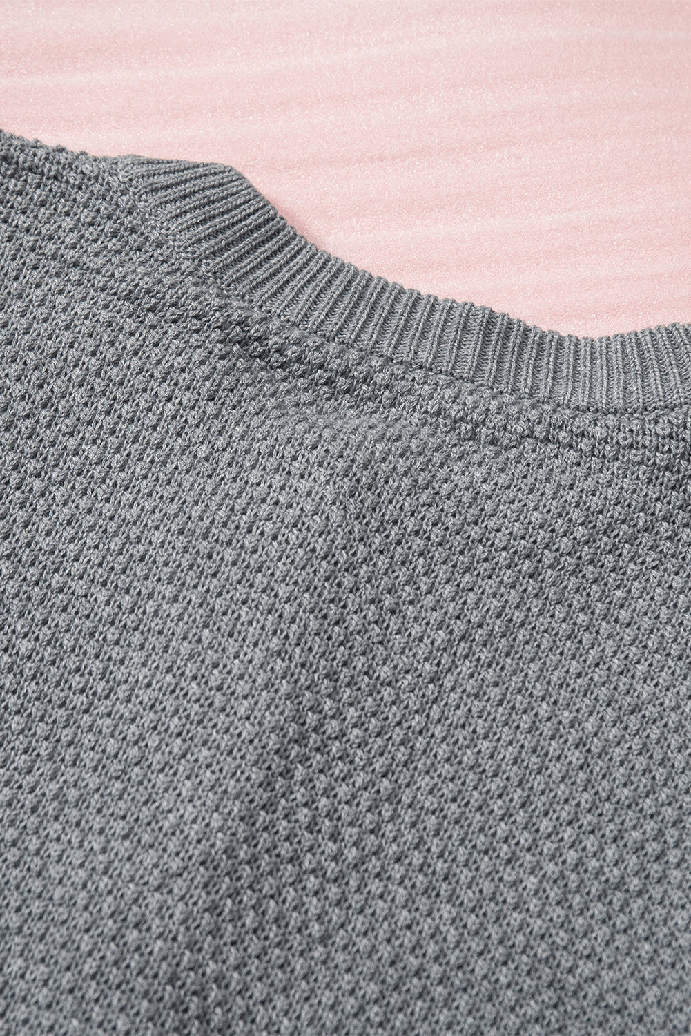 Sivi Henley pulover Pulover na spuštena ramena s prorezima