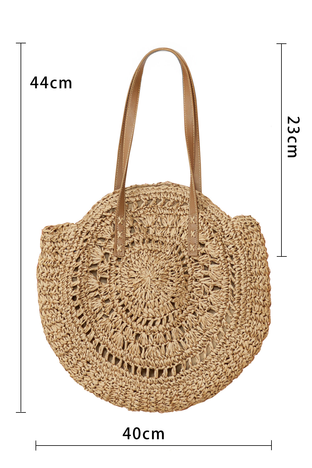 Sac à bandoulière rond tissé en paille bohème camel