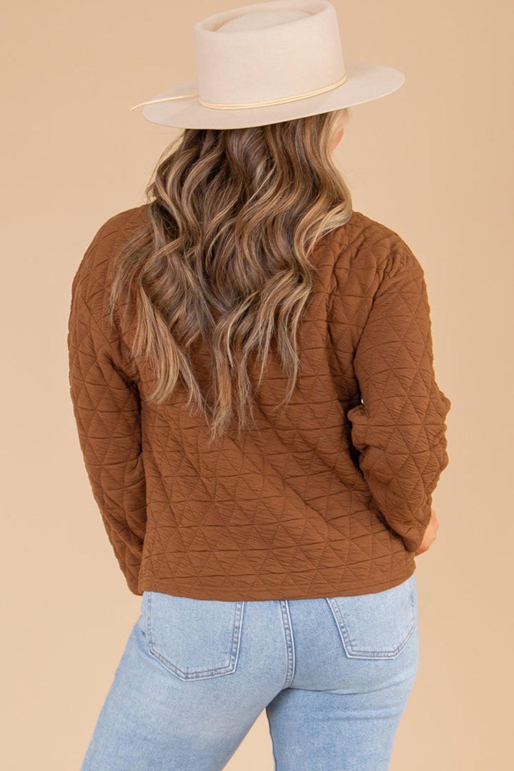 Chestnut Casual Crinkle Quilted Pullover Top