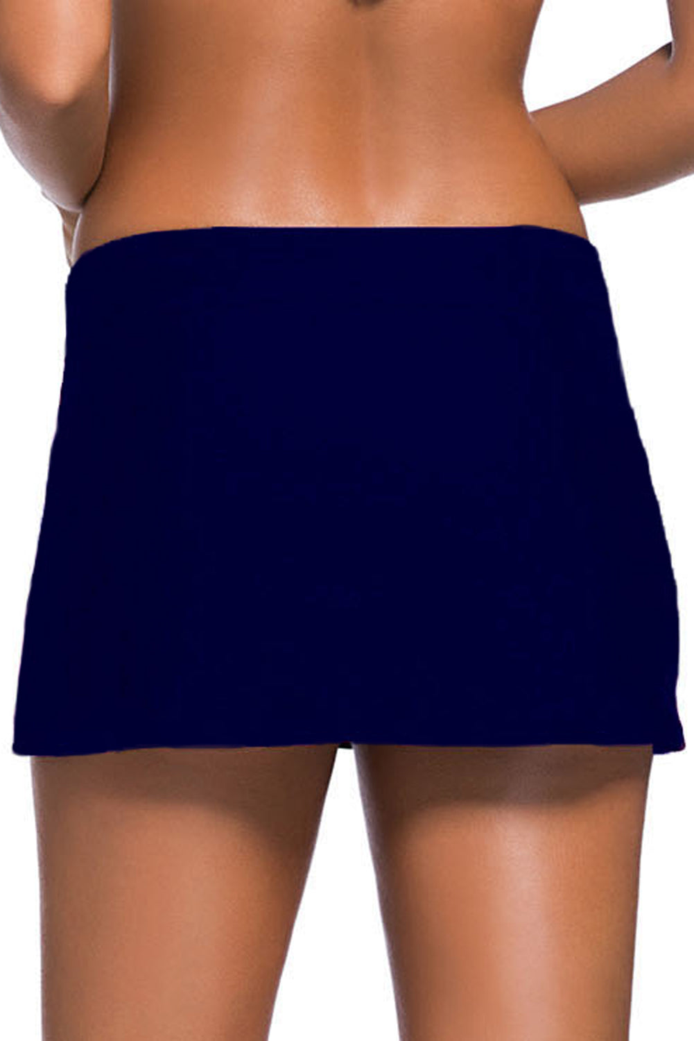 Bas de bikini de bain bleu marine avec jupe de grande taille