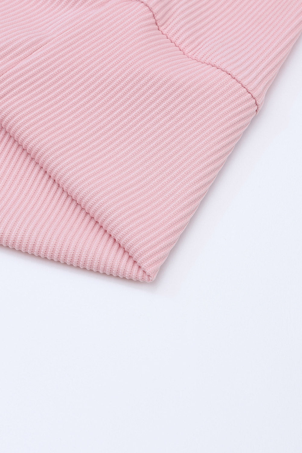 Majica dugih rukava s V izrezom od ružičaste rebraste teksture